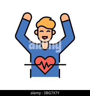 Heart rate variability color line icon for digital and print projects.  Minimal clean icons for apps and websites. Modern simple icons for UI UX and b Stock Vector