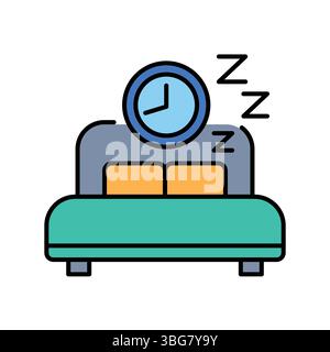 Sleep optimization color flat icon for digital and print projects.  Minimal clean icons for apps and websites. Modern simple icons for UI UX and brand Stock Vector
