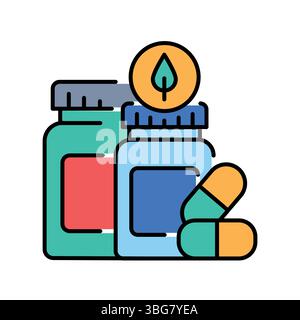 supplements stack color flat icon for digital and print projects.  Minimal clean icons for apps and websites. Modern simple icons for UI UX and brandi Stock Vector