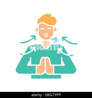 Breathwork  color flat icon for digital and print projects.  Minimal clean icons for apps and websites. Modern simple icons for UI UX and branding Stock Vector