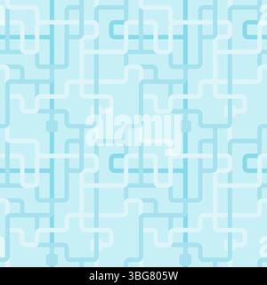 Seamless utility infrastructure pattern - connecting pipes geometric maze design. Water piping background. Stock Vector