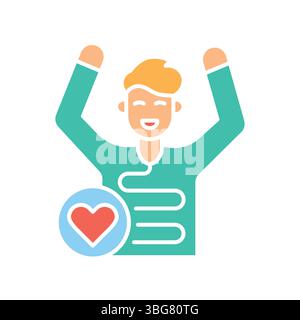 Gut health color flat icon for digital and print projects.  Minimal clean icons for apps and websites. Modern simple icons for UI UX and branding Stock Vector