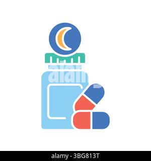 Melatonin optimization color flat icon for digital and print projects.  Minimal clean icons for apps and websites. Modern simple icons for UI UX and b Stock Vector
