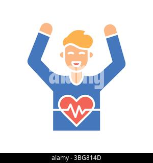 Heart rate variability color flat icon for digital and print projects.  Minimal clean icons for apps and websites. Modern simple icons for UI UX and b Stock Vector