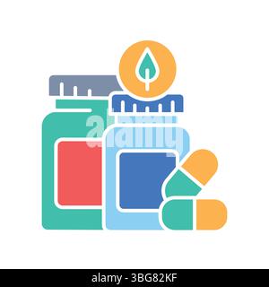 supplements stack color flat icon for digital and print projects. Minimal clean icons for apps and websites. Modern simple icons for UI UX and brandin Stock Vector