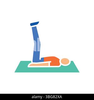 Lower abs workout color flat icon for digital and print projects.  Minimal clean icons for apps and websites. Modern simple icons for UI UX and brandi Stock Vector
