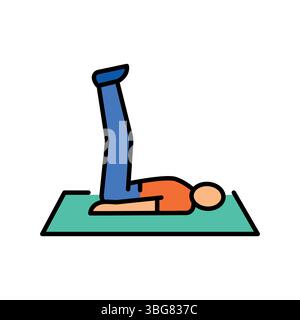 Lower abs workout color flat icon for digital and print projects.  Minimal clean icons for apps and websites. Modern simple icons for UI UX and brandi Stock Vector
