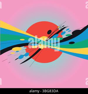 Vibrant abstract art design with dynamic shapes and burst of color for modern projects, creative backgrounds, and eye-catching visuals, perfect Stock Vector
