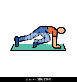 reverse lunges color line icon for digital and print projects.  Minimal clean icons for apps and websites. Modern simple icons for UI UX and branding Stock Vector