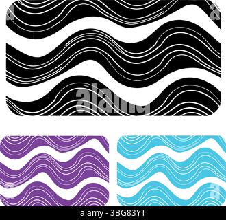 Dynamic wavy lines abstract pattern set for creative design projects, modern backgrounds, and stylish surface textures, perfect for captivating visual Stock Vector