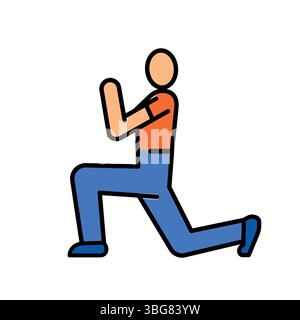 lunges exercise color line icon for digital and print projects.  Minimal clean icons for apps and websites. Modern simple icons for UI UX and branding Stock Vector