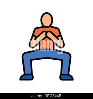 bodyweight squat color line icon for digital and print projects.  Minimal clean icons for apps and websites. Modern simple icons for UI UX and brandin Stock Vector