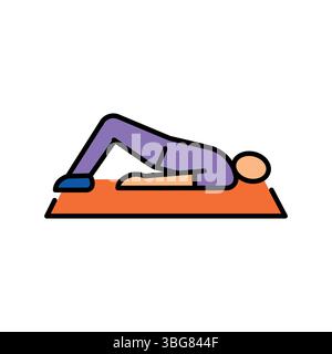 glute bridge color flat icon for digital and print projects.  Minimal clean icons for apps and websites. Modern simple icons for UI UX and branding Stock Vector