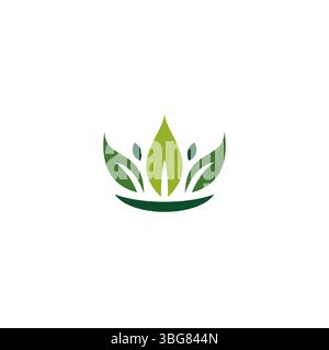 Leaf Crown Logo Vector Illustration. Crown Nature Logo Stock Vector