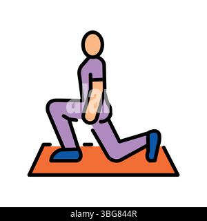 reverse lunges color line icon for digital and print projects.  Minimal clean icons for apps and websites. Modern simple icons for UI UX and branding Stock Vector