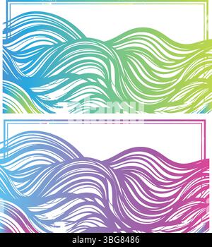 Gradient abstract wave lines in colorful decorative pattern with modern artistic flowing curves and dynamic swirl design on white background Stock Vector