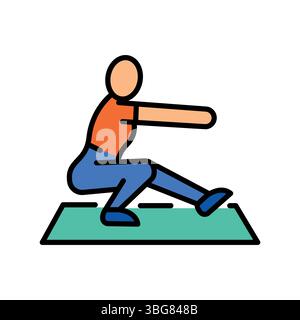 pistol squats color line icon for digital and print projects.  Minimal clean icons for apps and websites. Modern simple icons for UI UX and branding Stock Vector