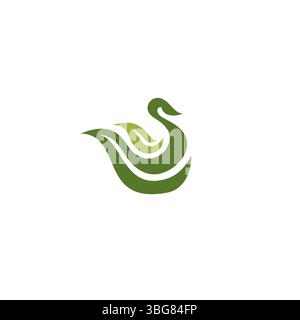 Swan Leaf Organic Logo Design Stock Vector