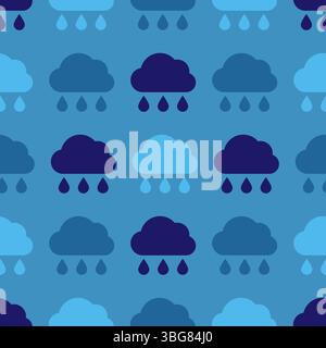 Rainy cloud. Seamless pattern of rainy clouds. Bad weather symbol. Vector illustration. Stock Vector