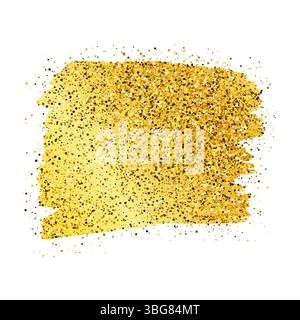 Golden Paint Glittering backdrop on a white background. Background with gold sparkles and glitter effect. Empty space for your text.  Vector illustrat Stock Vector
