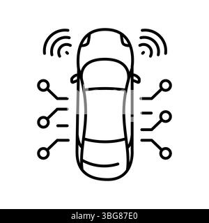 autonomous vehicle black line icon for digital and print projects.  Minimal clean icons for apps and websites. Modern simple icons for UI UX and brand Stock Vector