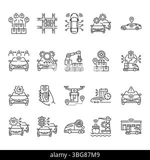 AI Logistics black line icon for digital and print projects.  Minimal clean icons for apps and websites. Modern simple icons for UI UX and branding Stock Vector