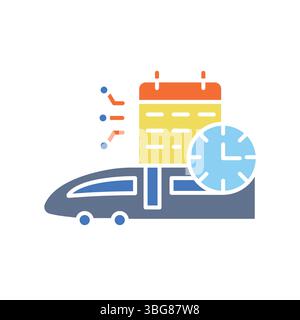 AI enhanced railway scheduling color flat icon for digital and print projects.  Minimal clean icons for apps and websites. Modern simple icons for UI Stock Vector
