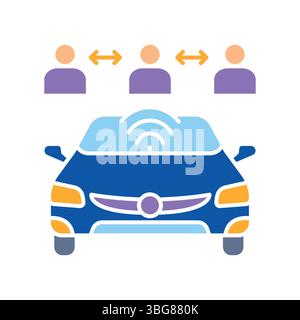 AI ride-sharing color flat icon for digital and print projects.  Minimal clean icons for apps and websites. Modern simple icons for UI UX and branding Stock Vector
