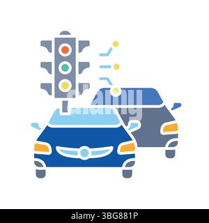 automated traffic control color flat icon for digital and print projects.  Minimal clean icons for apps and websites. Modern simple icons for UI UX an Stock Vector
