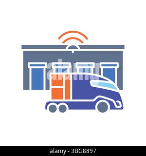 smart logistic hub color flat icon for digital and print projects.  Minimal clean icons for apps and websites. Modern simple icons for UI UX and brand Stock Vector
