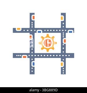 traffic flow prediction color flat icon for digital and print projects.  Minimal clean icons for apps and websites. Modern simple icons for UI UX and Stock Vector