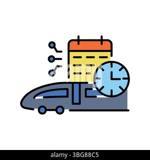 AI enhanced railway scheduling color line icon for digital and print projects.  Minimal clean icons for apps and websites. Modern simple icons for UI Stock Vector