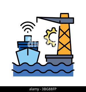 AI port management color line icon for digital and print projects.  Minimal clean icons for apps and websites. Modern simple icons for UI UX and brand Stock Vector