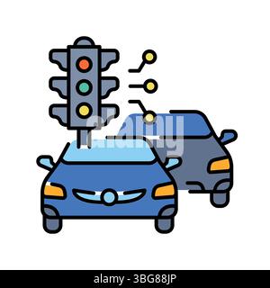 automated traffic control color line icon for digital and print projects.  Minimal clean icons for apps and websites. Modern simple icons for UI UX an Stock Vector