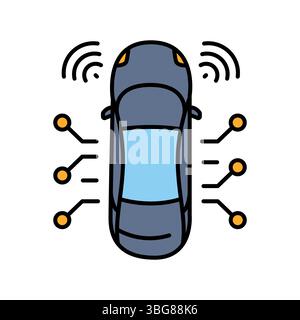 autonomous vehicle color flat icon for digital and print projects.  Minimal clean icons for apps and websites. Modern simple icons for UI UX and brand Stock Vector