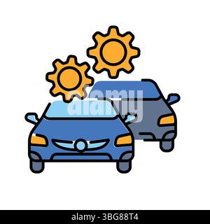 Fleet management color line icon for digital and print projects.  Minimal clean icons for apps and websites. Modern simple icons for UI UX and brandin Stock Vector