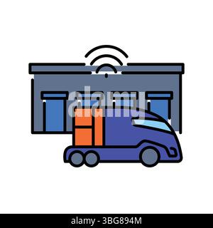 smart logistic hub color flat icon for digital and print projects.  Minimal clean icons for apps and websites. Modern simple icons for UI UX and brand Stock Vector