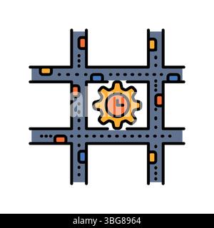 traffic flow prediction color line icon for digital and print projects.  Minimal clean icons for apps and websites. Modern simple icons for UI UX and Stock Vector