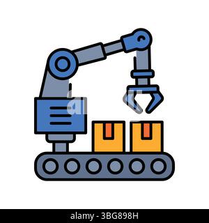 warehouse robots color line icon for digital and print projects.  Minimal clean icons for apps and websites. Modern simple icons for UI UX and brandin Stock Vector