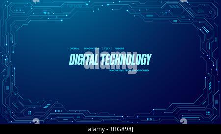 Technology frame made of circuit board wires and digital elements. Stock Vector