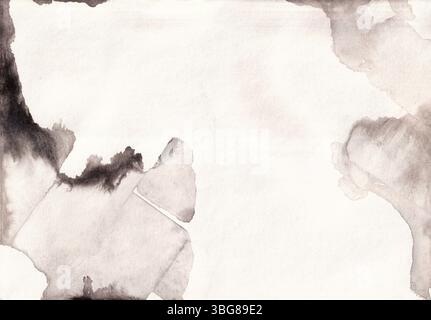 Handmade black ink texture with smoky edges and faded brushstrokes, perfect for vintage paper design, charcoal art, or moody grunge backdrops Stock Photo