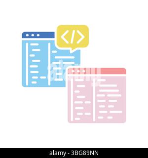 automated code refactoring color flat icon for digital and print projects.  Minimal clean icons for apps and websites. Modern simple icons for UI UX a Stock Vector