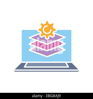 Technology stack selection color flat icon for digital and print projects. Minimal clean icons for apps and websites. Modern simple icons for UI UX an Stock Vector