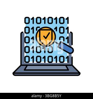code security analysis color line icon for digital and print projects.  Minimal clean icons for apps and websites. Modern simple icons for UI UX and b Stock Vector