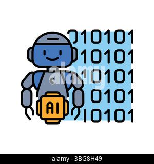 intelligent coding assistant color line icon for digital and print projects.  Minimal clean icons for apps and websites. Modern simple icons for UI UX Stock Vector