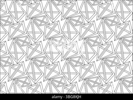 Modern black and white abstract seamless pattern featuring overlapping geometric shapes resembling distorted triangles or pyramids. Ideal as a backgro Stock Vector