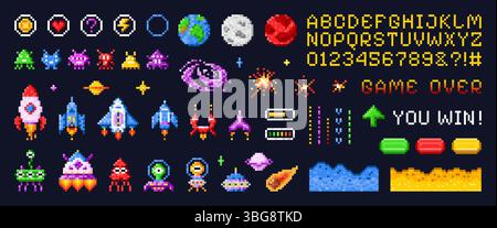 Space Ship Pixel Art Video Arcade Game Cartoon Stock Vector Image & Art ...