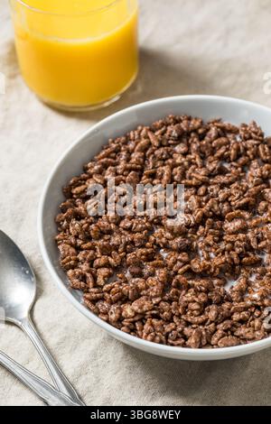 Sweet Dark Chocolate Breakfast Cereal with Whole Milk Stock Photo