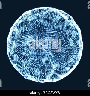 The Sphere Consisting of Points. Abstract Globe Grid. Sphere Illustration. 3D Grid Design. Technology Concept. Vector Illustration. Stock Vector