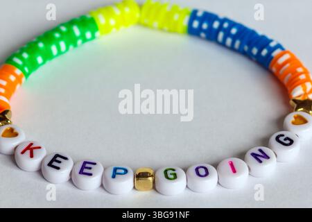 handmade bracelet with positive message Stock Photo